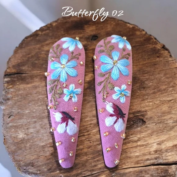 Embroidered Hair Clips - Picture 1 of 1